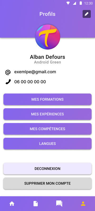 Page de profil