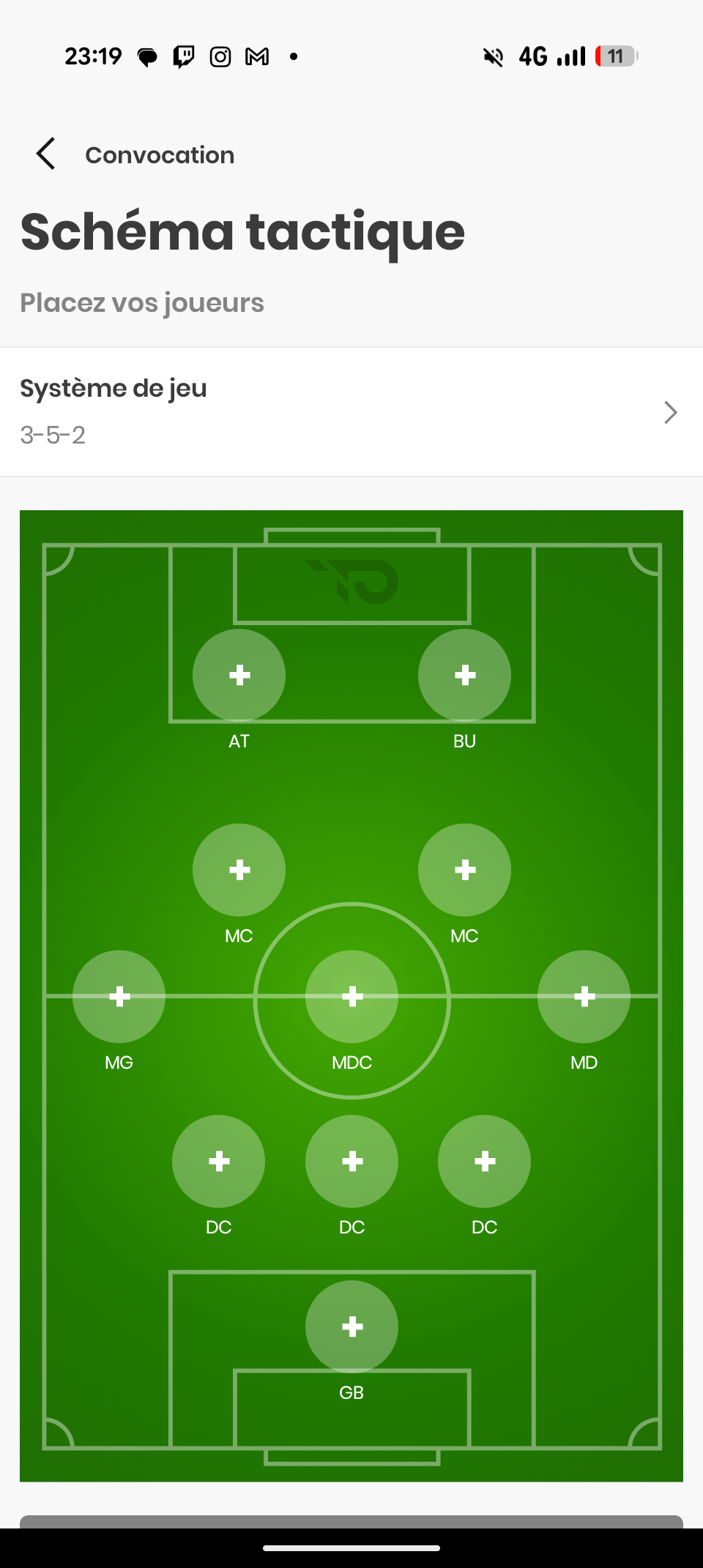 Interface de composition d'équipe TeamPulse
